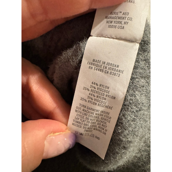 Aerie Chunky Ribbed Turtleneck Sweater Grey Green Oversized Cozy Knit Size M - Picture 4 of 6